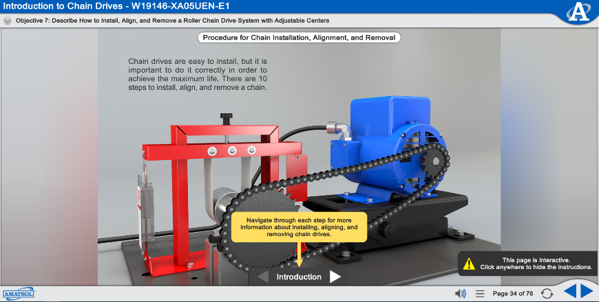 Chain Installation, alignment, and removal interactive eLearning