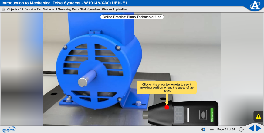 Measuring motor shaft speed interactive eLearning