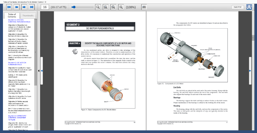 85-MT102 eBook Sample Showing Major Components of a DC Motor