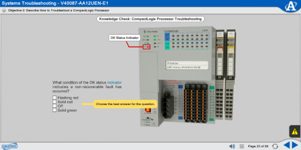 Amatrol Portable PLC Troubleshooting Learning System - AB CompactLogix (990-PABCL1F) eLearning Curriculum Sample