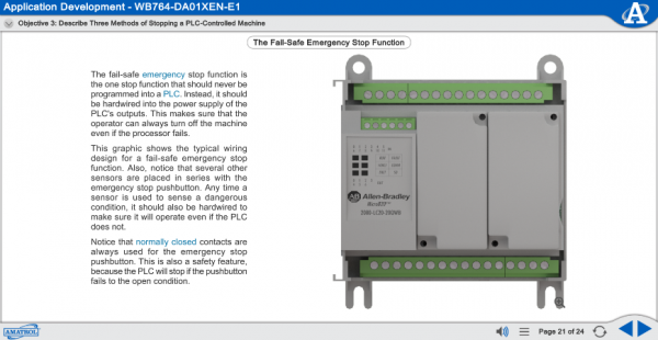 MB764 eLearning Curriculum Sample Showing Fail-Safe Emergency Stop Function