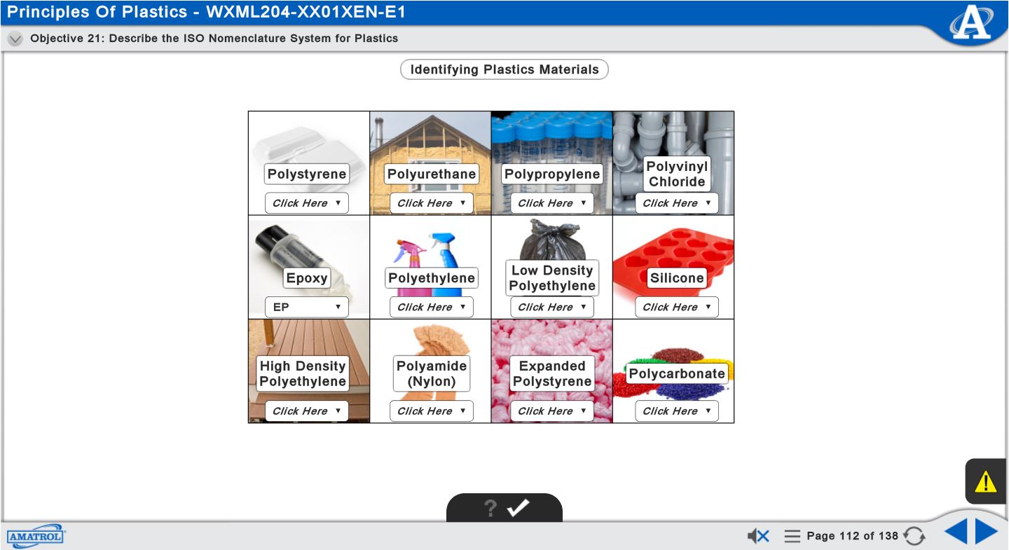 Amatrol Multimedia Courseware - Principles of Plastics (MXML204) eLearning Curriculum Sample