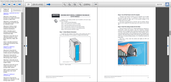 Amatrol PLC Analog Learning System - Siemens S7300 (89-AS-S7300) eBook Curriculum Sample