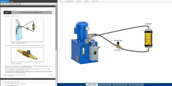 M19144 Virtual Simulator Sample Showing the Set Up and Operation of a Fixed-Displacement Pump