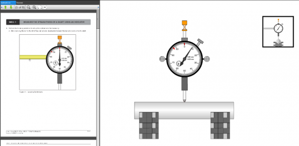 950-MES1 Virtual Simulator Sample Showing How to Measure the Straightness of a Shaft with an Indicator