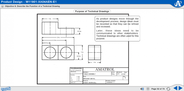 M11901 eLearning Curriculum Sample Showing a Technical Drawing and Explaining its Purpose