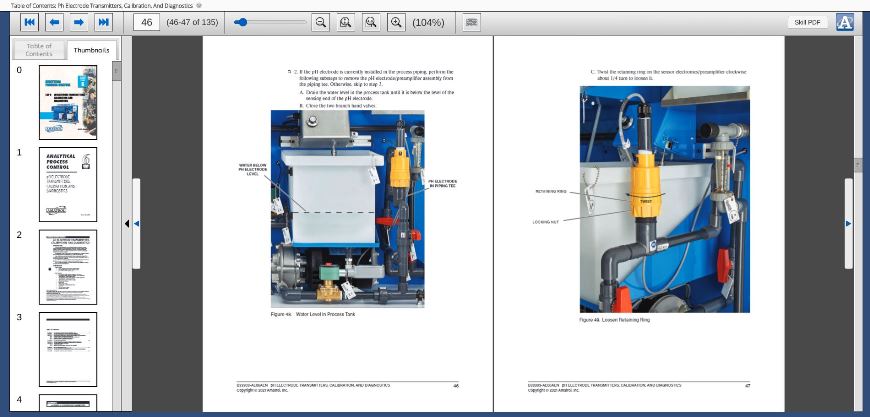 E33303 eBook Sample Describing How to Remove a pH Electrode Preamplifier Assembly from a Piping Tee