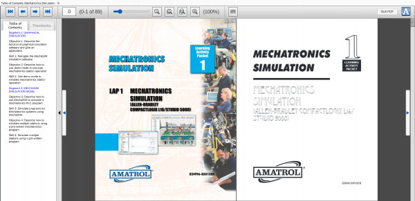 Amatrol MechaSIM Mechatronics Simulation Learning System - AB CompactLogix L16 (87-MSSAB53A) eBook Curriculum Sample