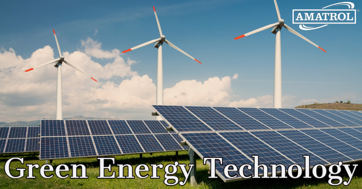 Green Energy Technology Program Header Image Showing Solar Panels and Wind Turbines