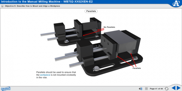 MB702 eLearning Curriculum Sample Describing How to Mount and Align a Workpiece with Parallels