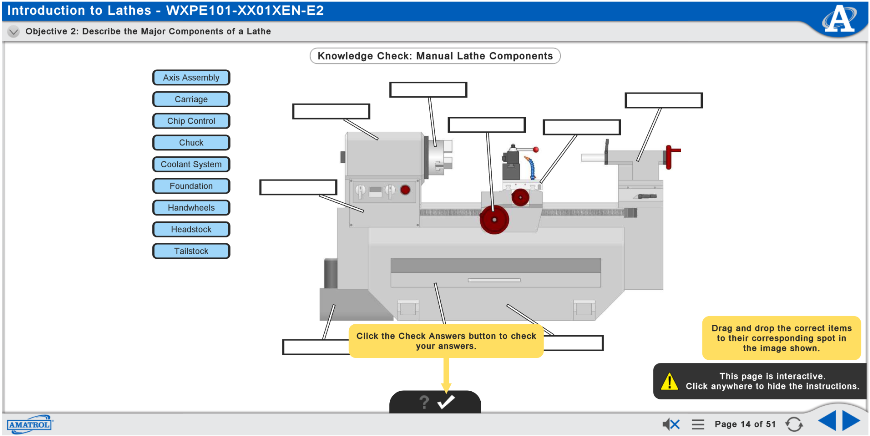 Manual Lathe Components Interactive eLearning
