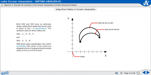MB709D eLearning Curriculum Sample Showing How to Use Direct Radius in Circular Interpolation