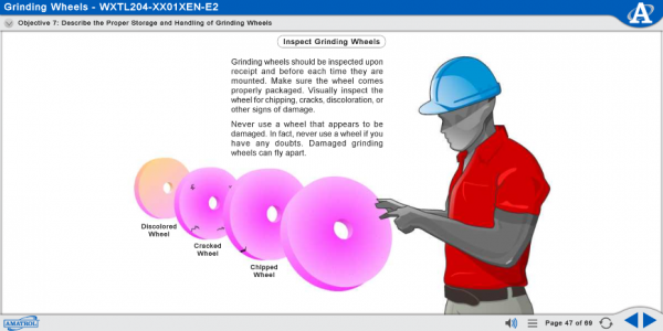 MXTL204 eLearning Curriculum Sample Explaining the Importance of Inspecting Grinding Wheels Before Mounting